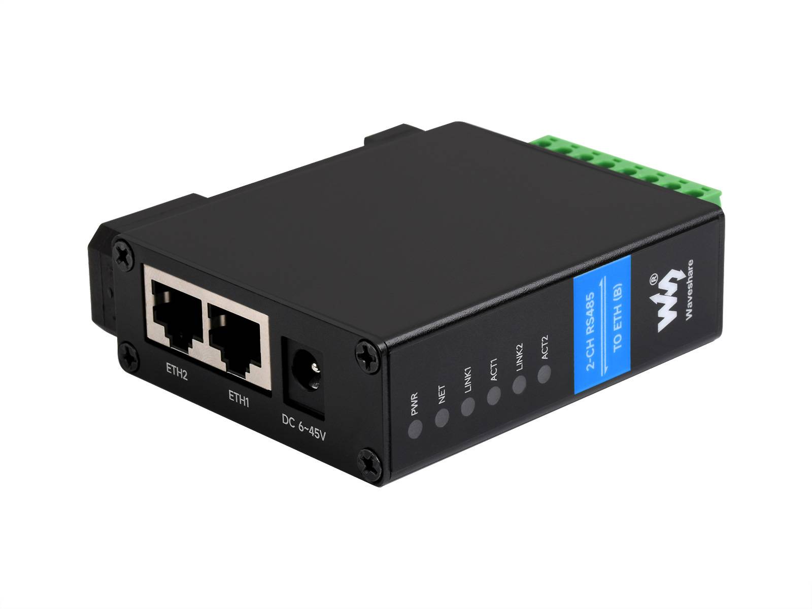 WaveShare 2CH RS485 to RJ45 Ethernet Serial Server, Dual RS485 Dual Ethernet Ports-1