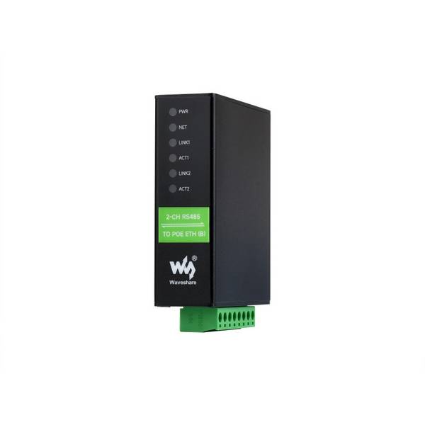 WaveShare 2CH RS485 to RJ45 Ethernet Serial Server, Dual RS485 Dual POE Ethernet Ports