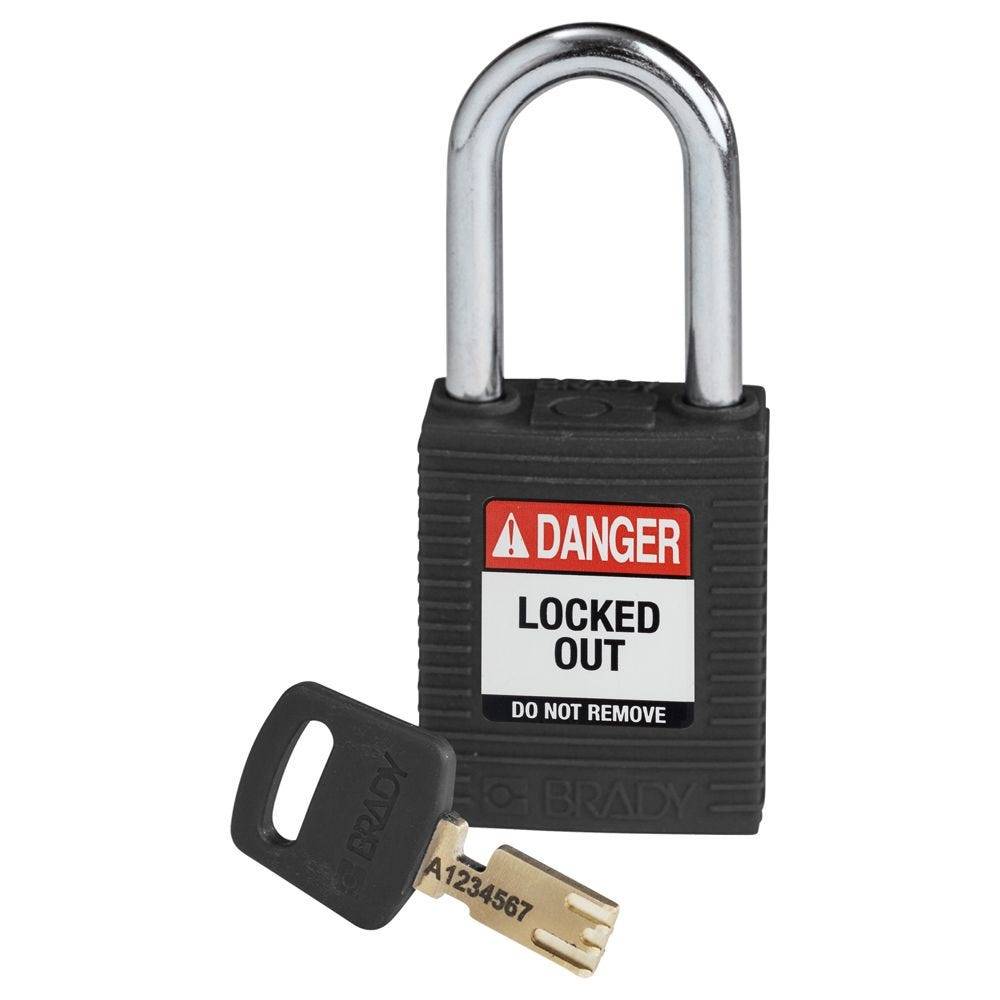 SafeKey Sicherheitsschloss mit Nylon-Gehäuse, Stahlbügel 38mm, Schließzwang, schwarz, 6 St./VE-1