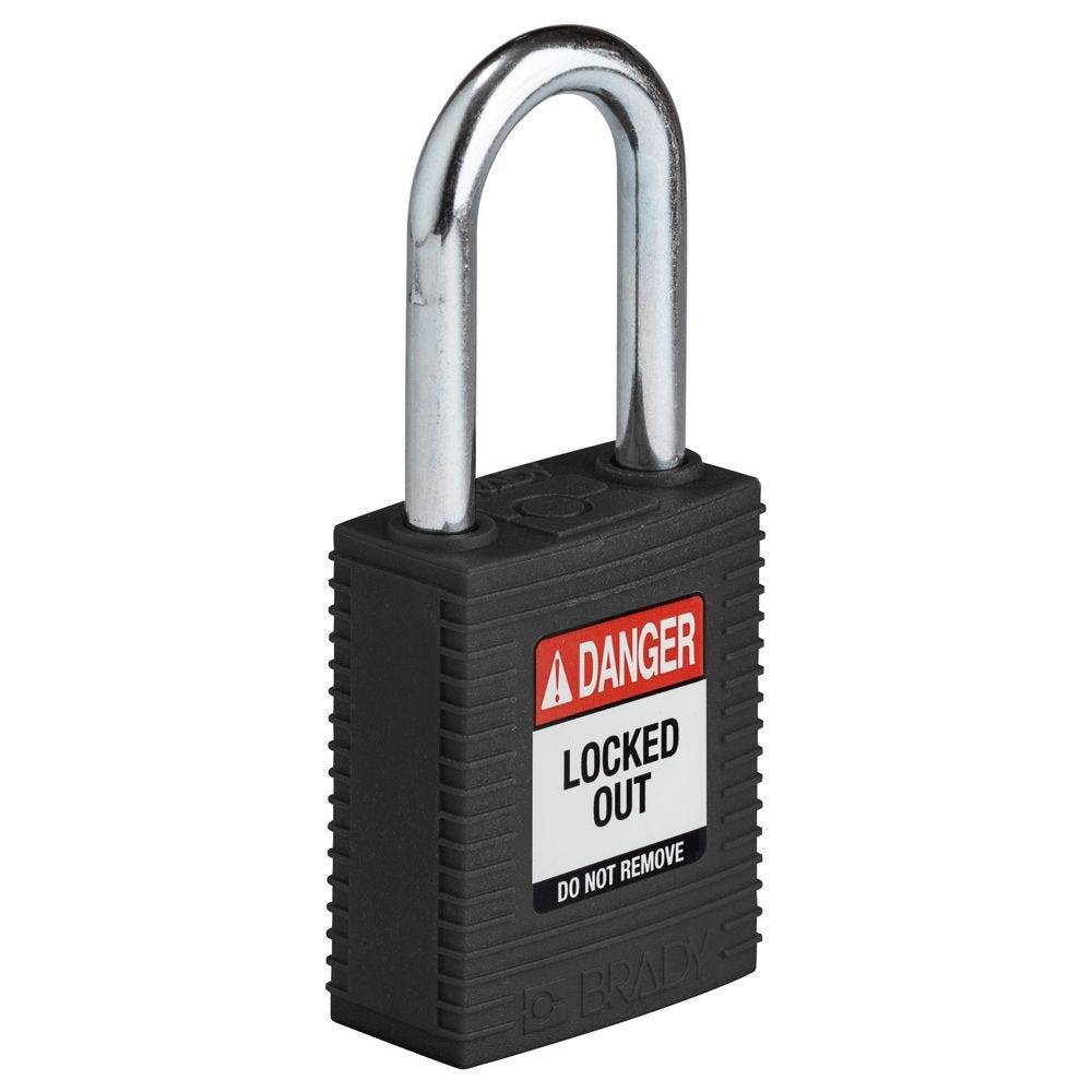 SafeKey Sicherheitsschloss mit Nylon-Gehäuse, Stahlbügel 38mm, Schließzwang, schwarz, 6 St./VE-2