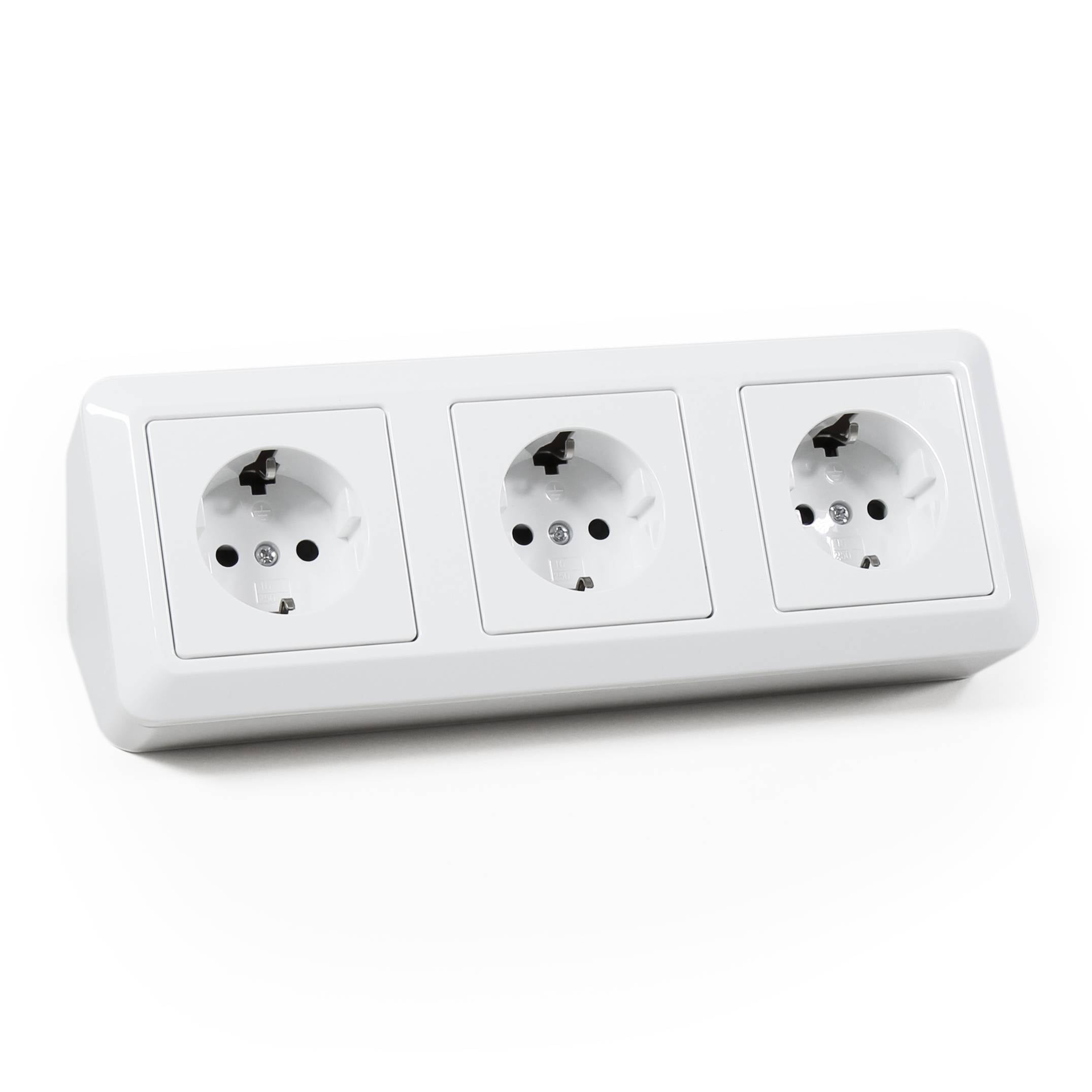 Steckdosenblock McPower "Cup" 250V~/16A, Aufbau, weiß, 3-fach Schutzkontakt-0