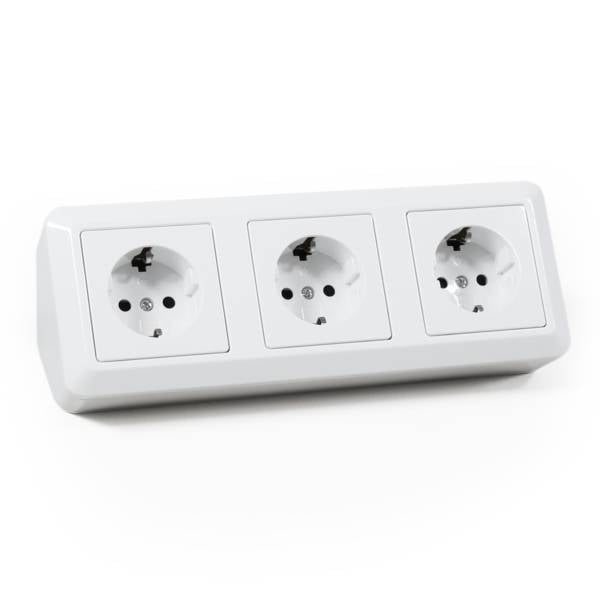 Steckdosenblock McPower "Cup" 250V~/16A, Aufbau, weiß, 3-fach Schutzkontakt