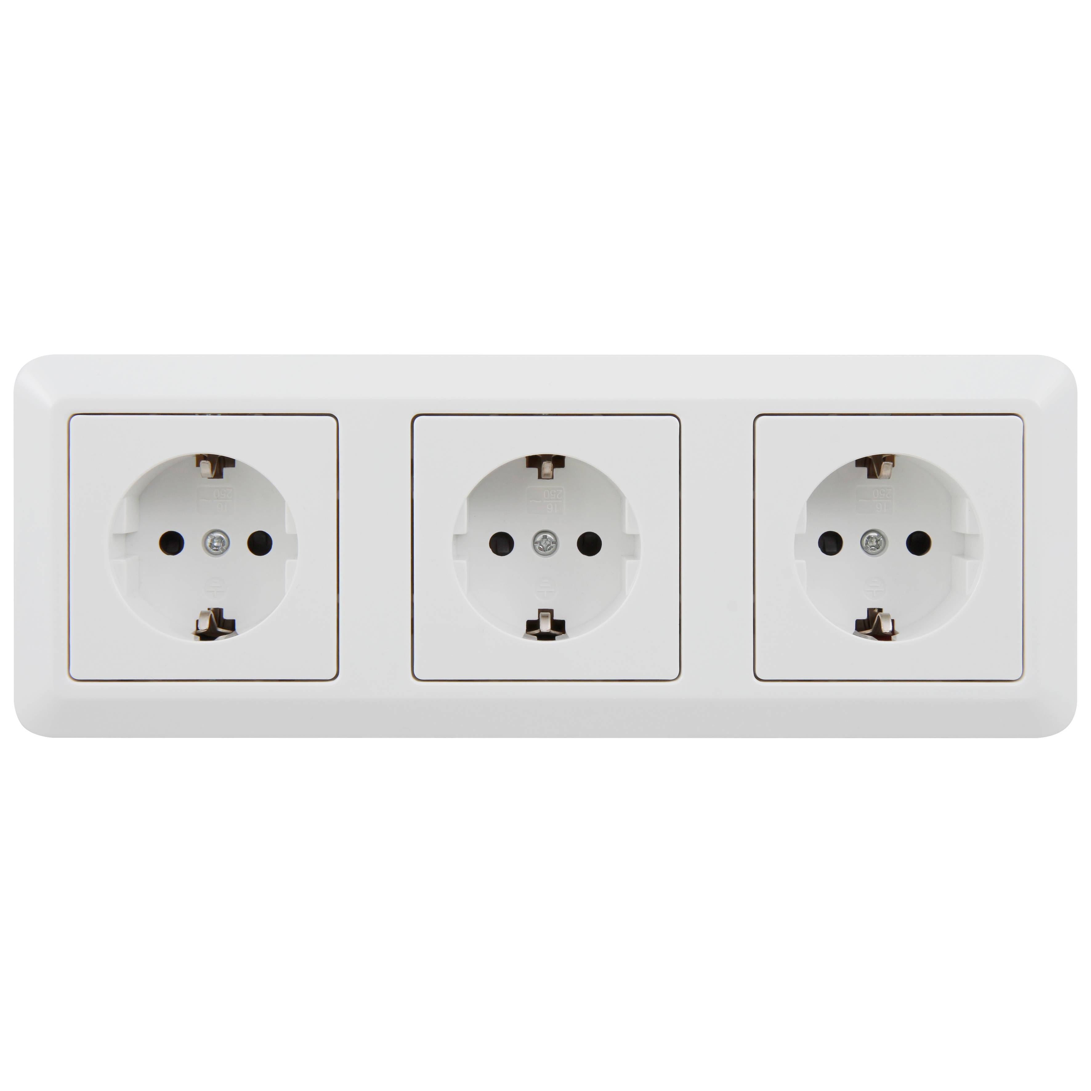 Steckdosenblock McPower "Cup" 250V~/16A, Aufbau, weiß, 3-fach Schutzkontakt-1