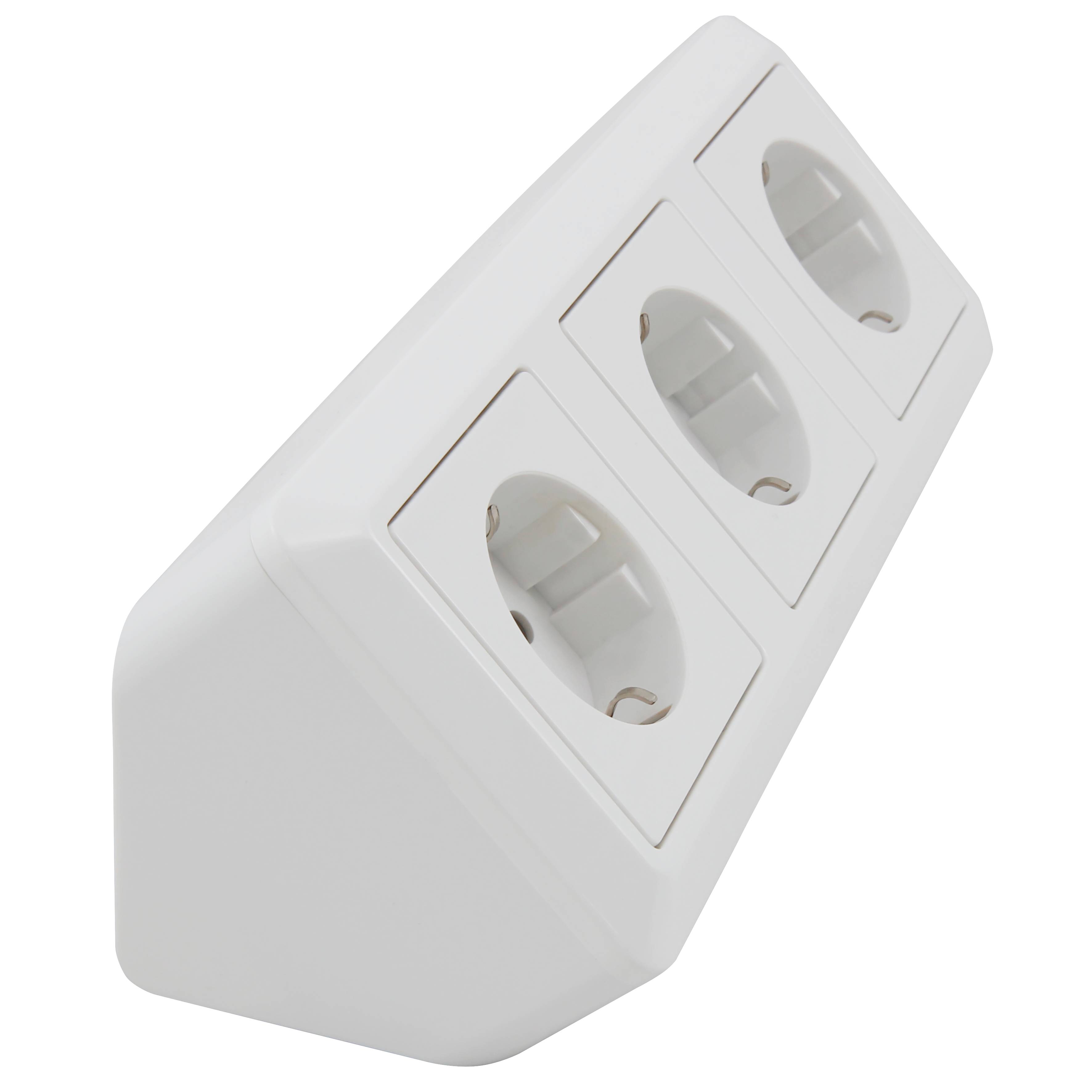 Steckdosenblock McPower "Cup" 250V~/16A, Aufbau, weiß, 3-fach Schutzkontakt-2