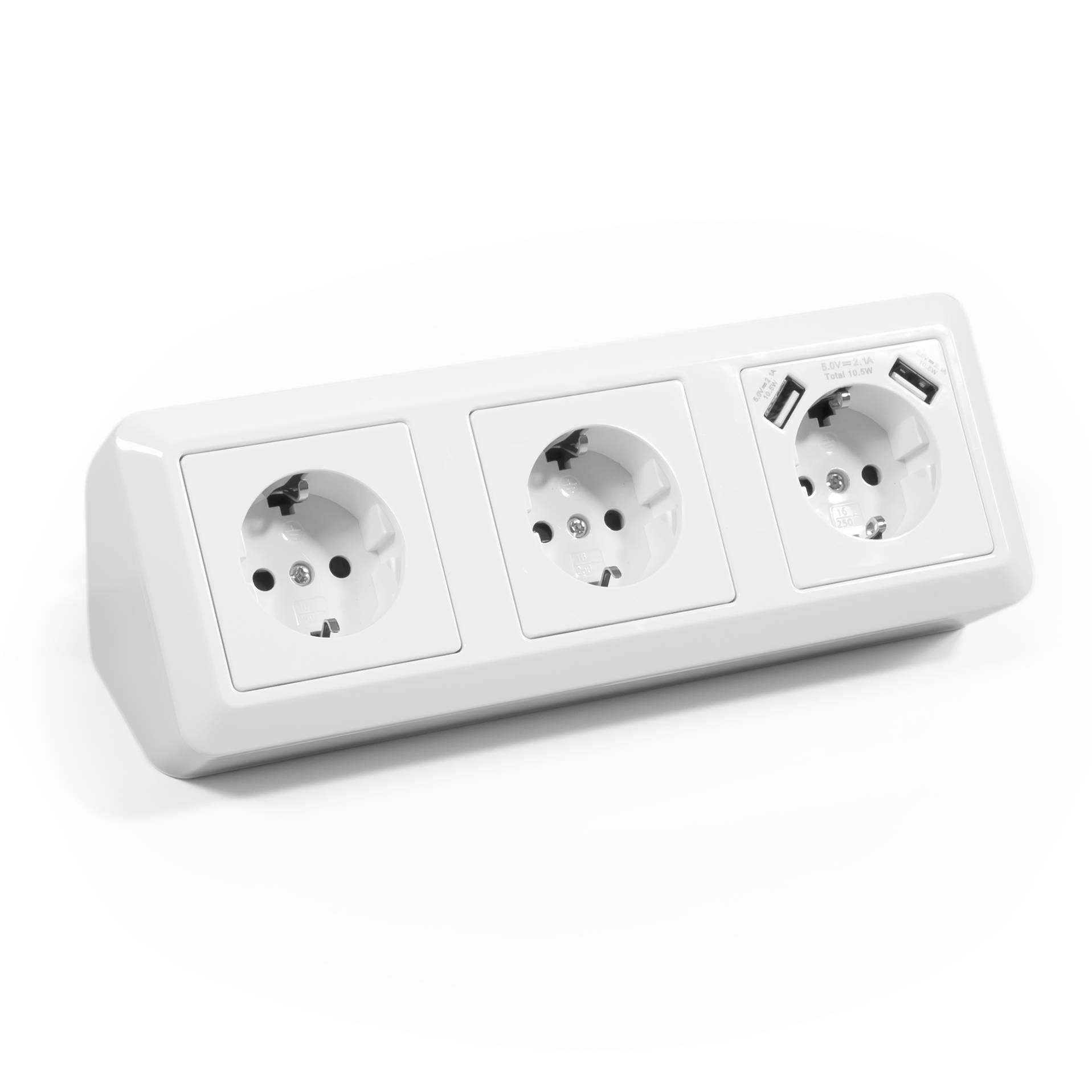 McPower - CUP Aufbau-Steckdosenblock weiß, 3-fach & 2x USB-A-0