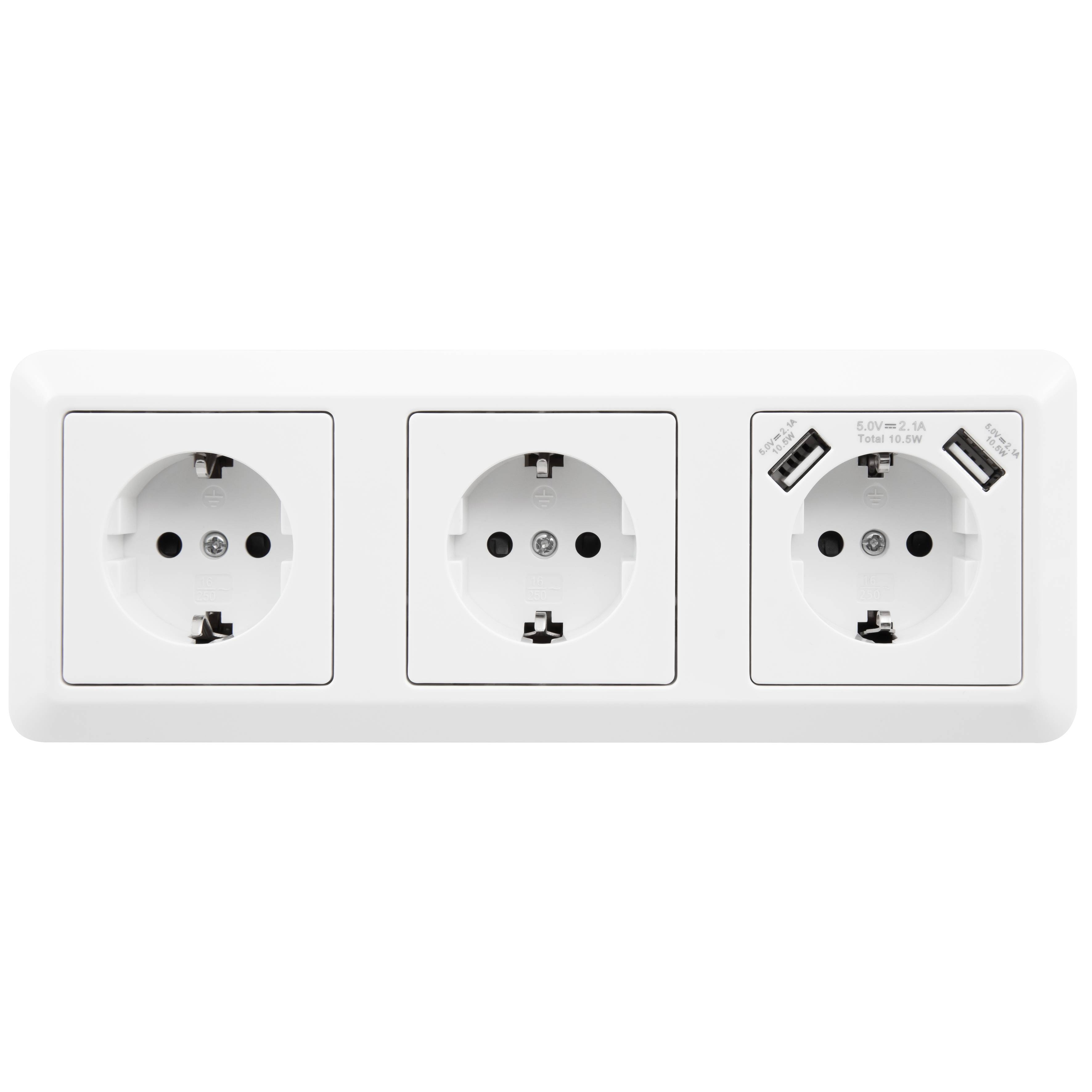 McPower - CUP Aufbau-Steckdosenblock weiß, 3-fach & 2x USB-A-1