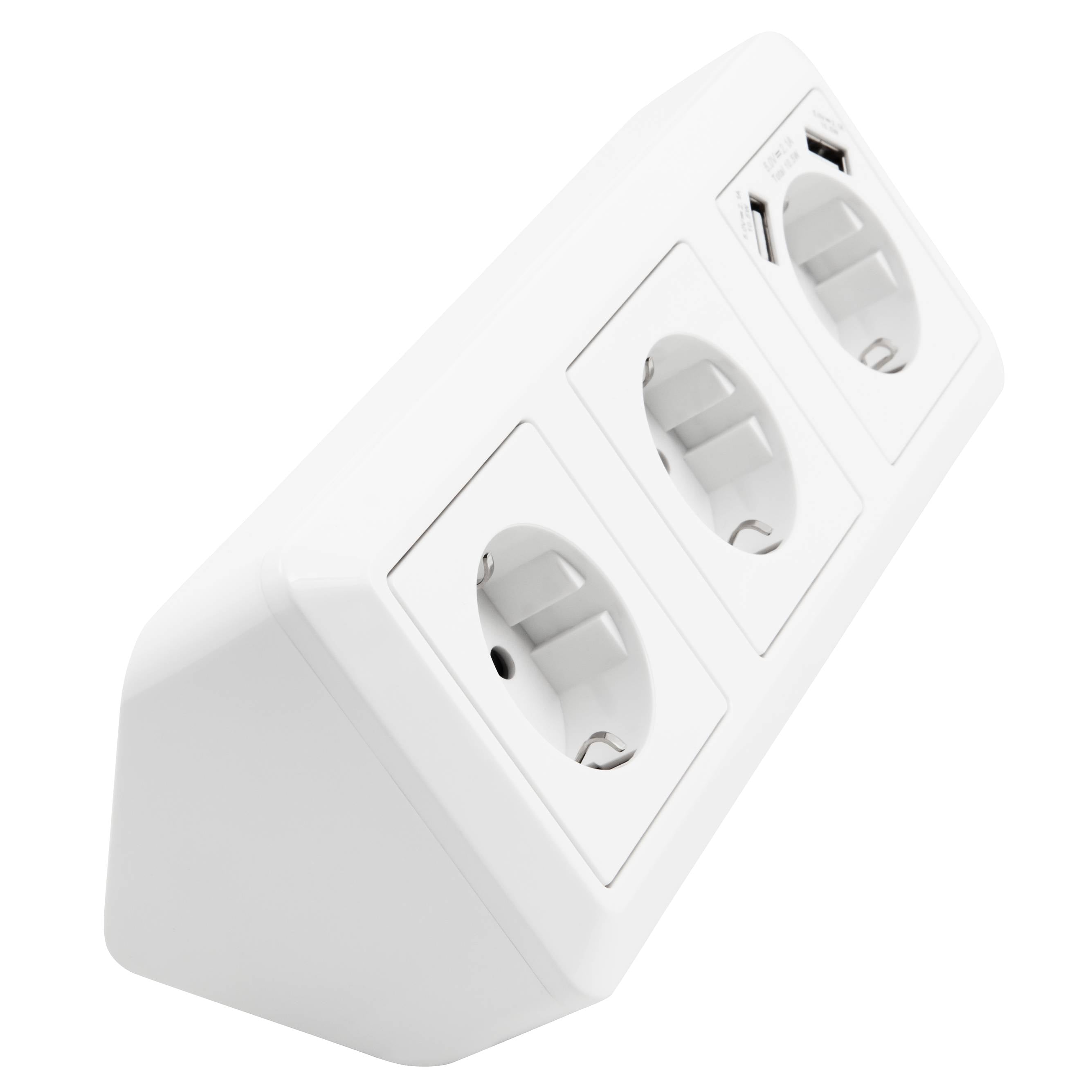 McPower - CUP Aufbau-Steckdosenblock weiß, 3-fach & 2x USB-A-2