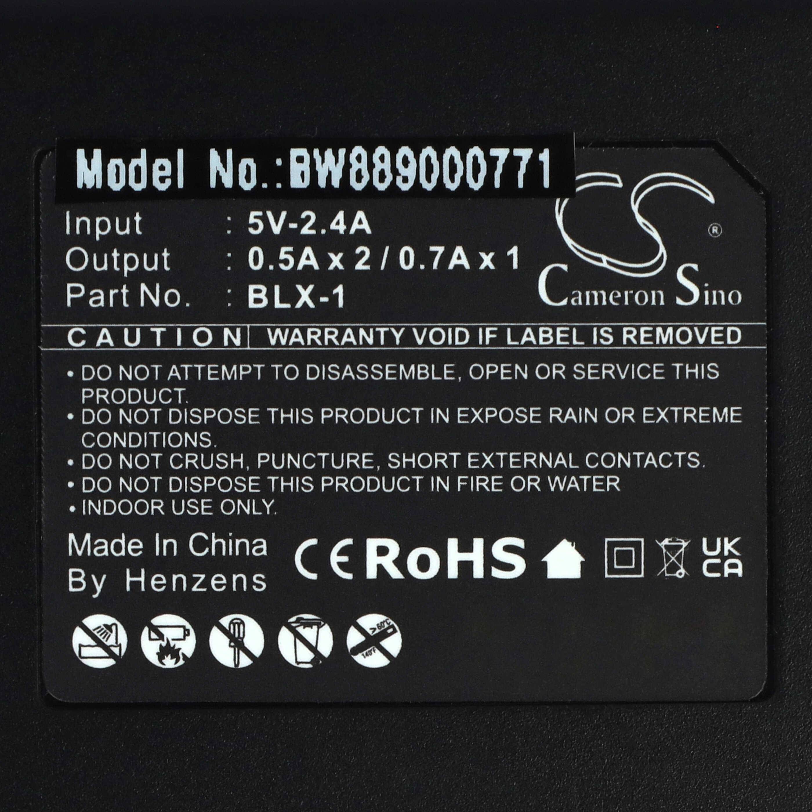 vhbw Dual Micro-USB + USB-C Ladegerät kompatibel mit Olympus OM-1 Mirrorless Kamera - Ladeschale Ladeanzeige-4