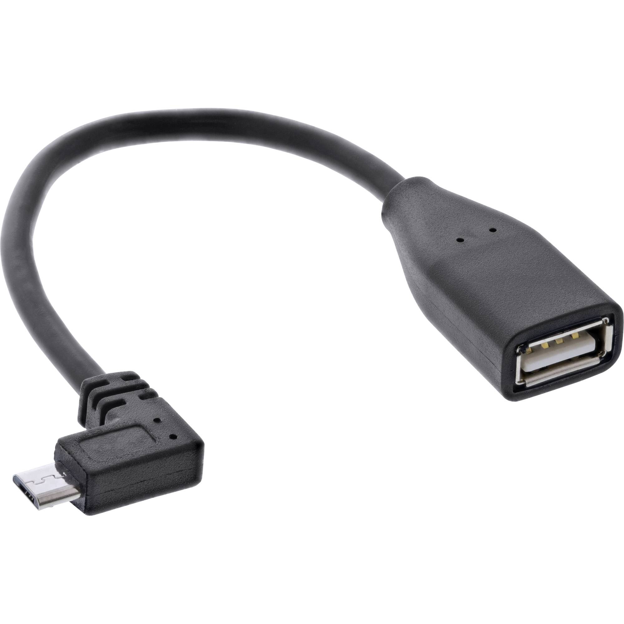 InLine® Micro-USB OTG Adapterkabel, Micro-B ST gewinkelt an USB A BU, 0,1m-0