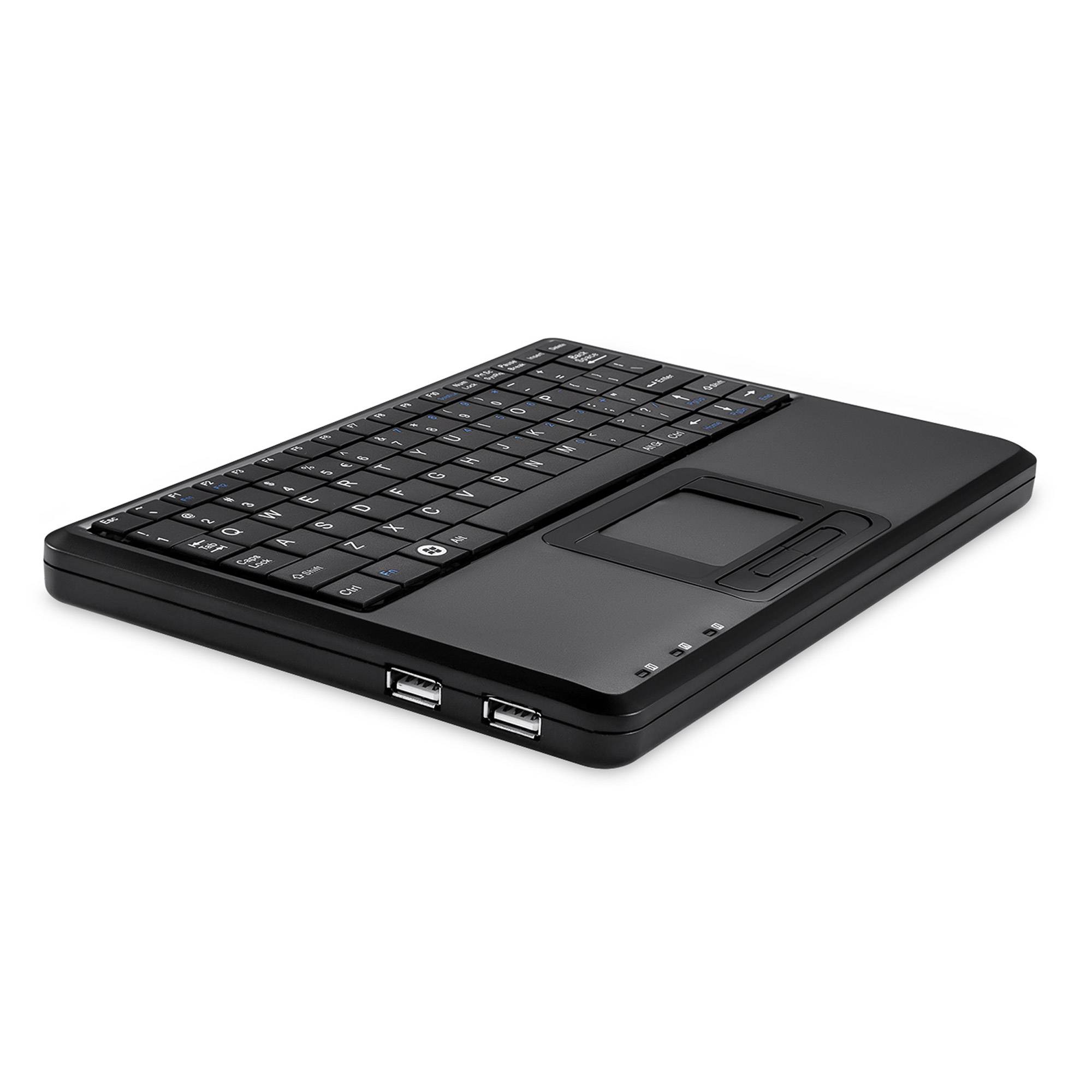 Perixx PERIBOARD-510 H PLUS ES, Mini USB-Tastatur, Touchpad, Hub, schwarz-2