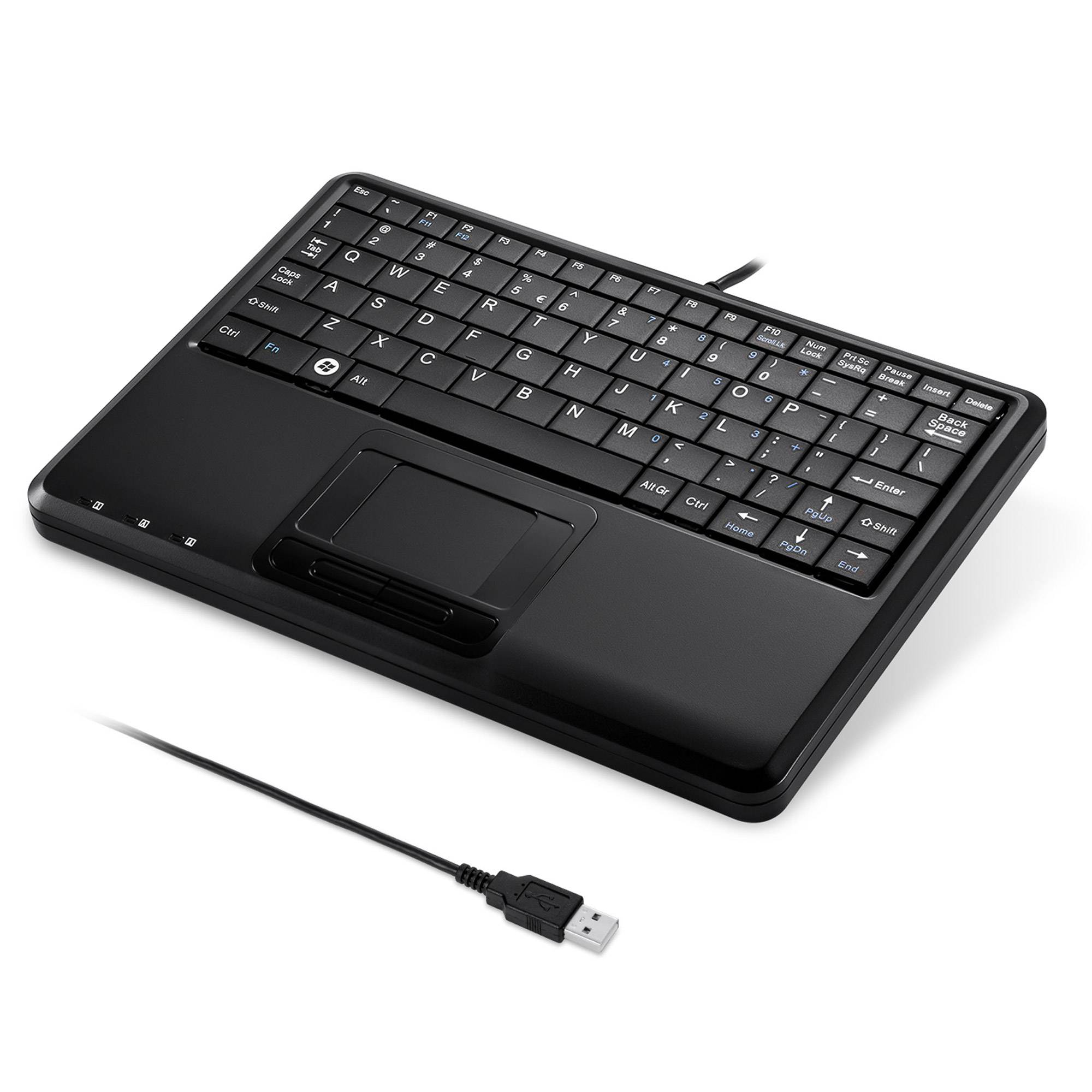 Perixx PERIBOARD-510 H PLUS ES, Mini USB-Tastatur, Touchpad, Hub, schwarz-3