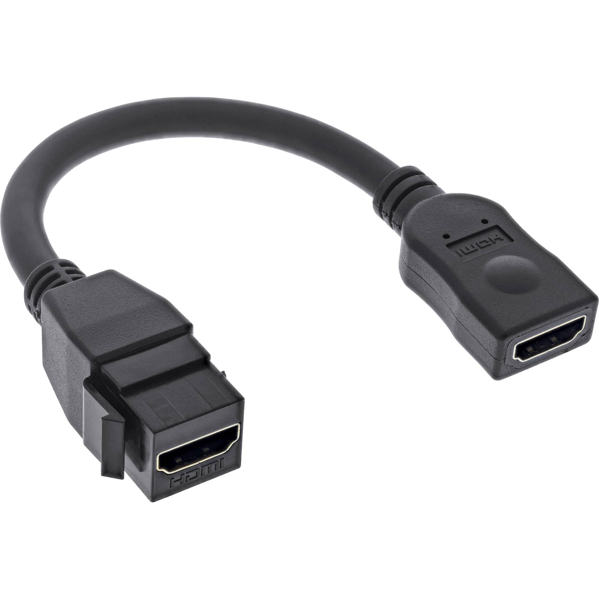 InLine® HDMI Keystone Adapterkabel 4K/60Hz, HDMI A Buchse/Buchse, schwarz, 0,2m-0
