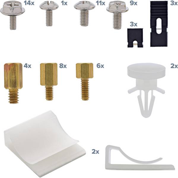 InLine® Schraubenset, mit Jumper, Klebeklipp etc.