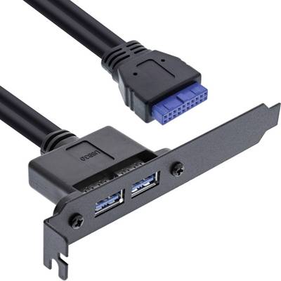InLine® Slotblech USB 3.2 Gen.1, 2x USB-A Buchse auf intern Mainboard 0,5m-0