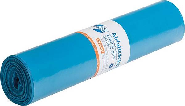Kunststoffsack Premium 89666 Farbe blau Inhalt 120 l Breite 700 mm Höhe 1100 mm Stärke 34 my Verpackung Rolle á 25 St Ei