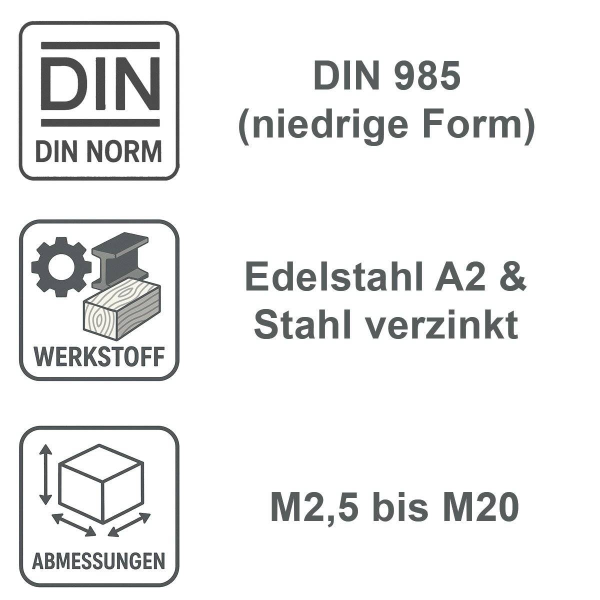 Frantos 10 St. DIN 985 Stoppmutter mit Klemmteil - M3 bis M20 in Edelstahl A4 - niedrige Form-4