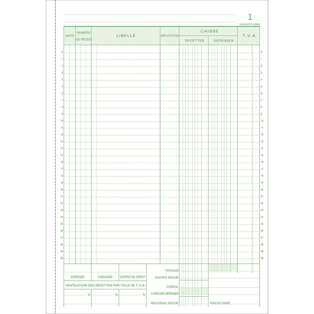 Exacompta 5x Kassenbuch A4 Einnahme-Ausgabe 50x2Bl - 23550E-4