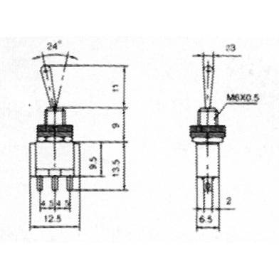 Miniatur-Kippschalter McPower, 3-polig, 1xUM, 2 Stellungen: EIN / EIN-1