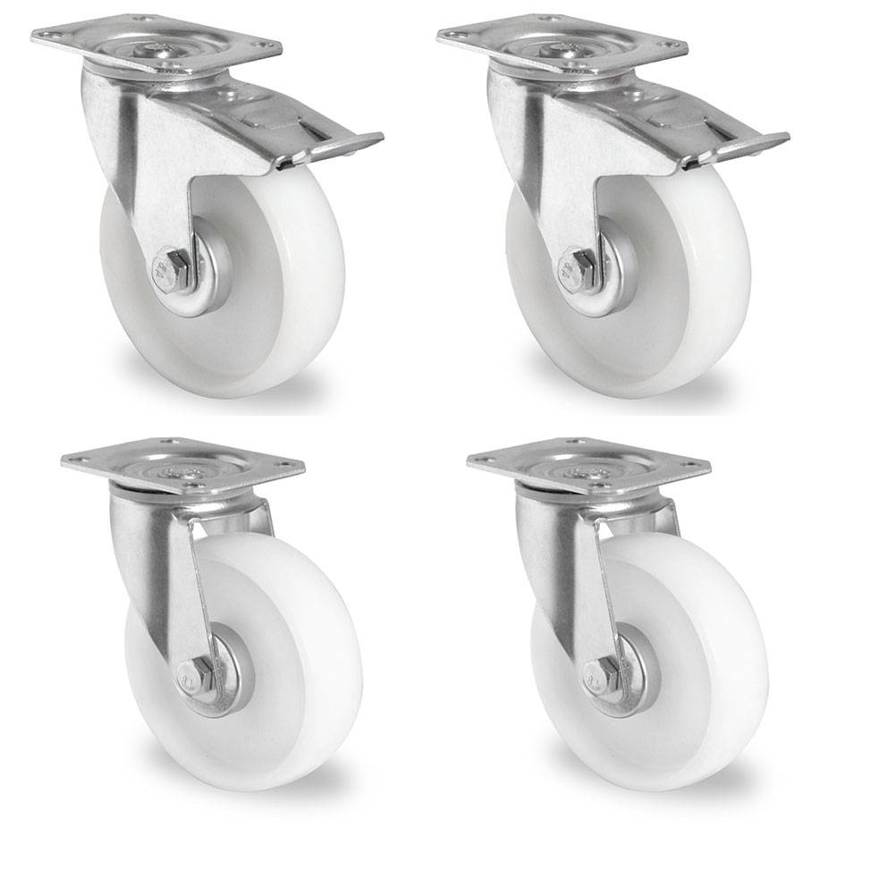 Rollensatz 2 Lenkrollen mit Feststeller + 2 Lenkrollen 160 mm Polypropylen-4
