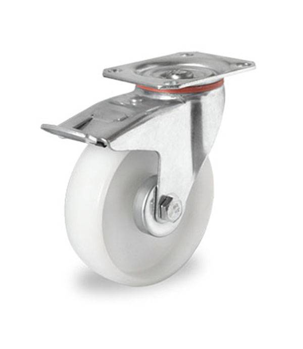 Rollensatz 2 Lenkrollen mit Feststeller + 2 Bockrollen 100 mm Polypropylen