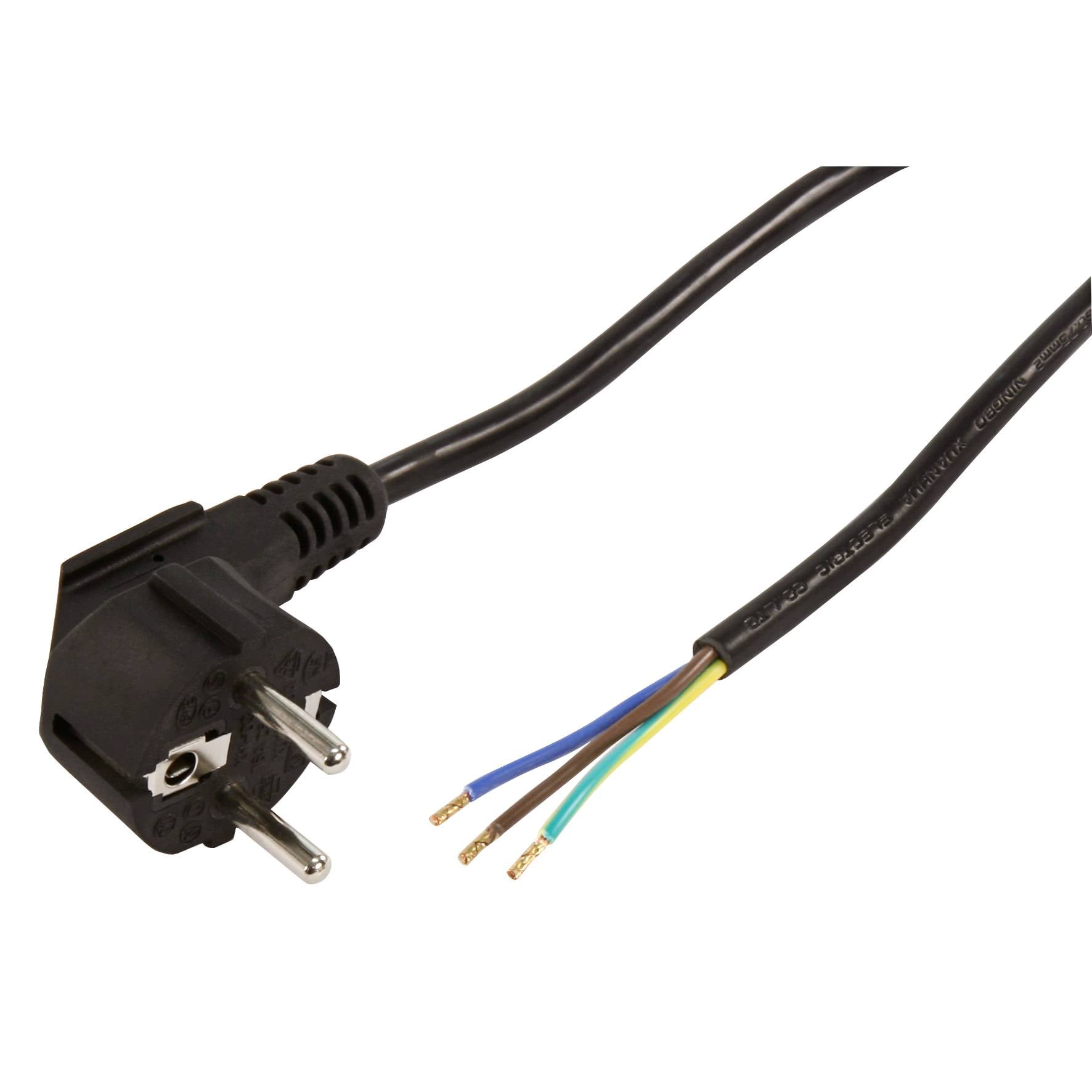Schutzkontakt Netzkabel McPower mit blanken Enden, 3x 0,75mm², 2m, schwarz-0
