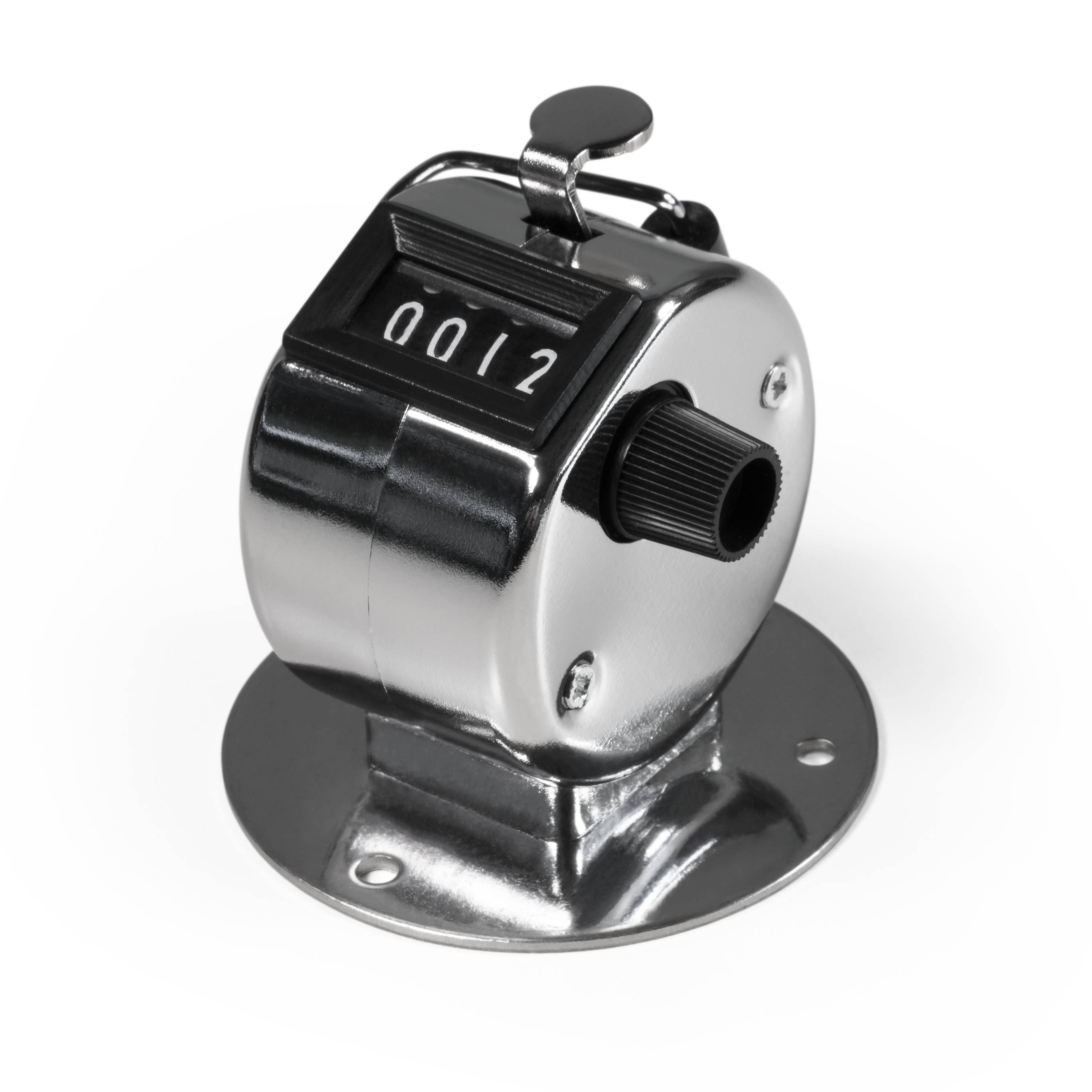 Mechanischer Handzähler McPower, mit Montagefuß, Metallgehäuse, 0-9999-0