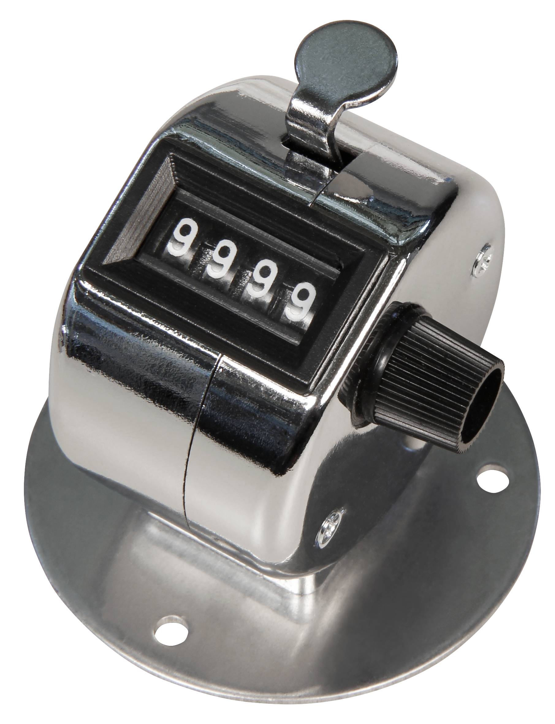 Mechanischer Handzähler McPower, mit Montagefuß, Metallgehäuse, 0-9999-1