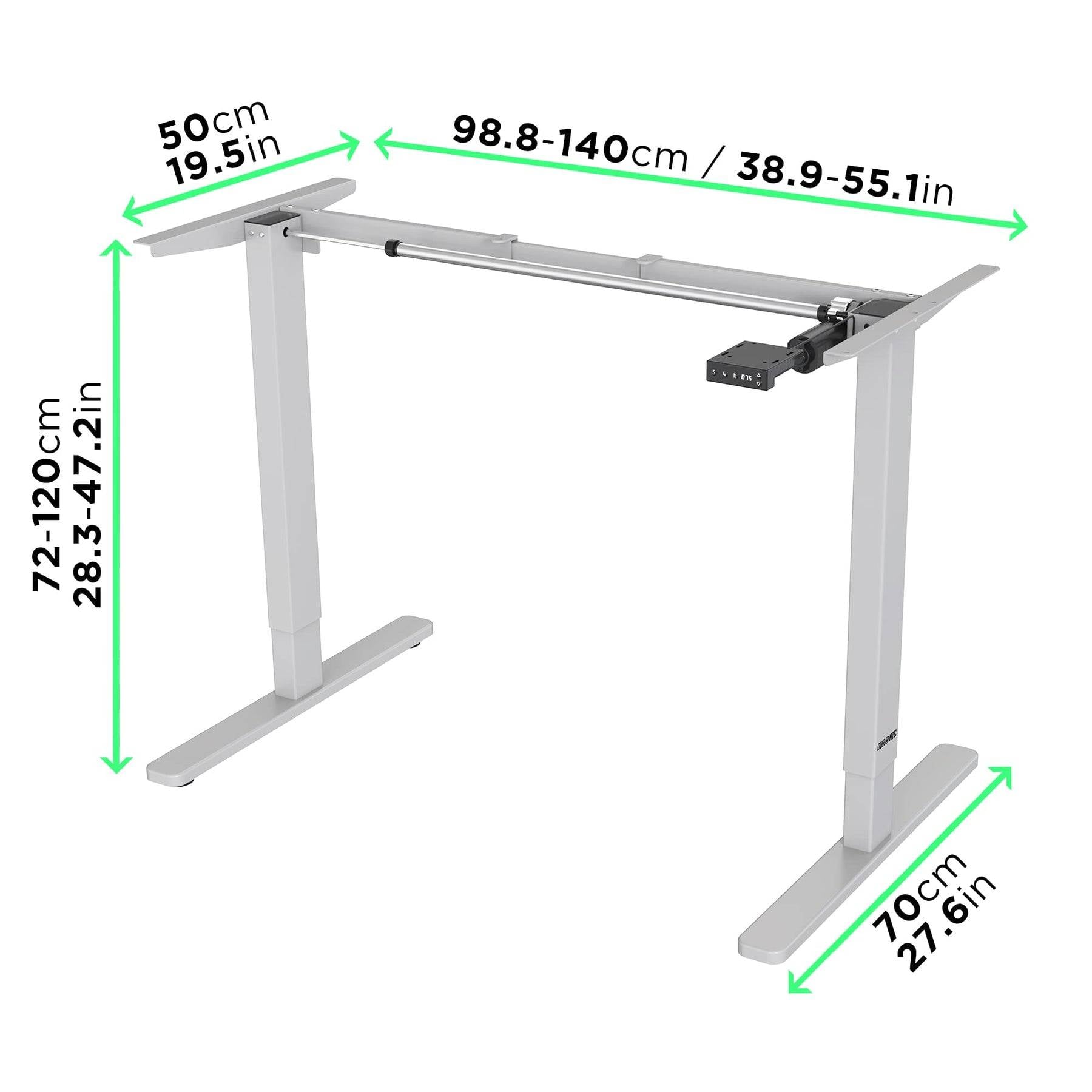 Duronic TM12 GY Schreibtisch Tischgestell | Elektrisch höhenverstellbar bis 120 cm | Gestell für Tischplatten bis 140 cm-1