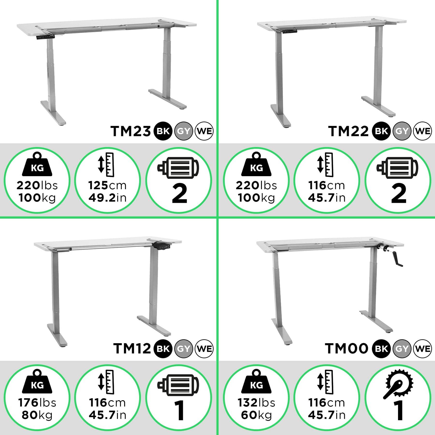 Duronic TM12 BK Schreibtisch Tischgestell | Elektrisch höhenverstellbar bis 120 cm | Gestell für Tischplatten bis 140 cm-4
