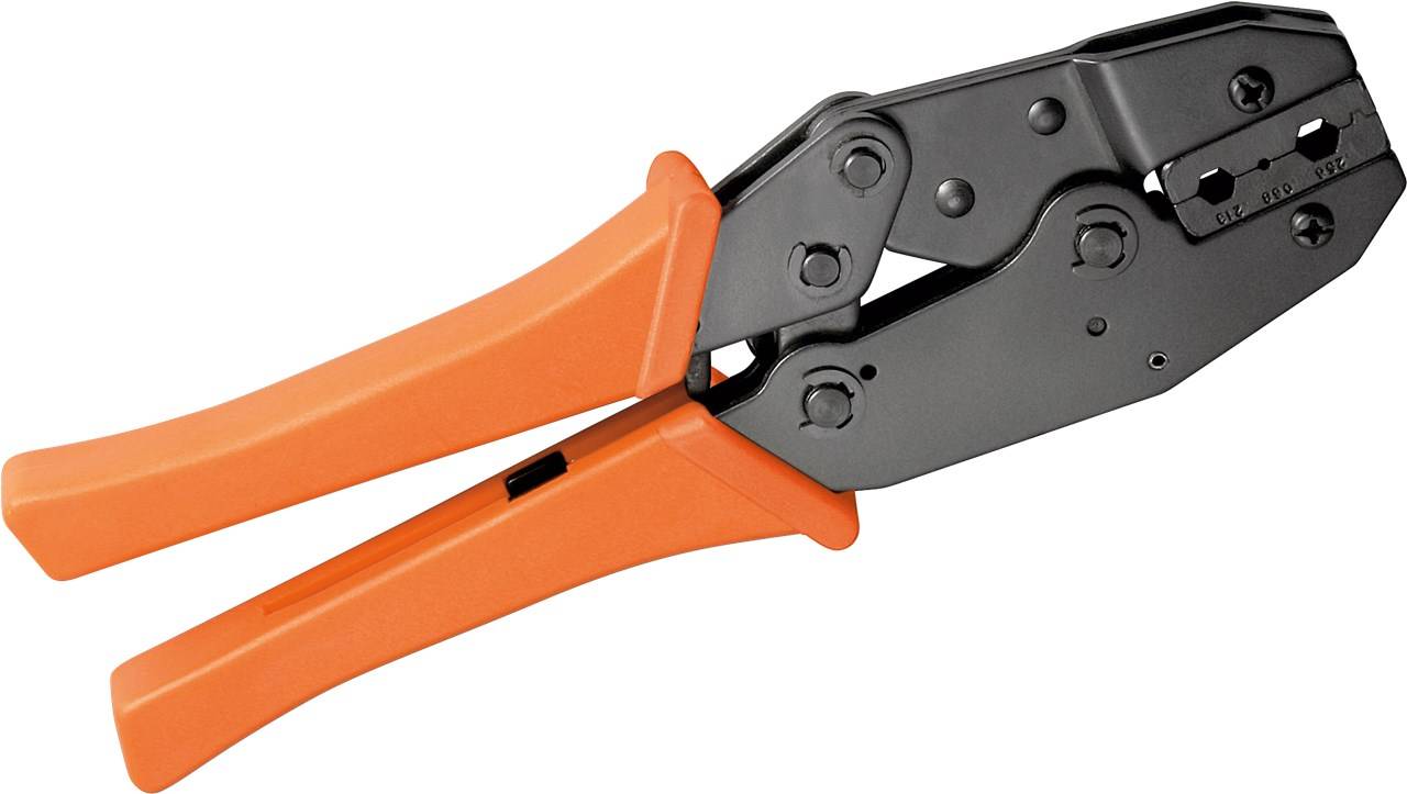 Goobay 11366 Crimpzange für BNC / TNC / SMA / N-Verbinder / Quetschzange mit Ratschenfunktion & Zwangssperre Orange