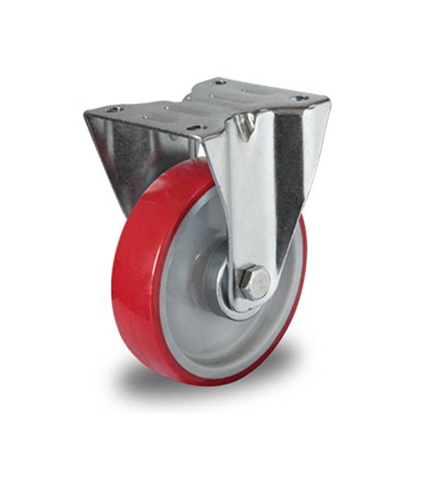 Rollensatz 2 Lenkrollen mit Feststeller + 2 Bockrollen 125 mm Polyurethan rot