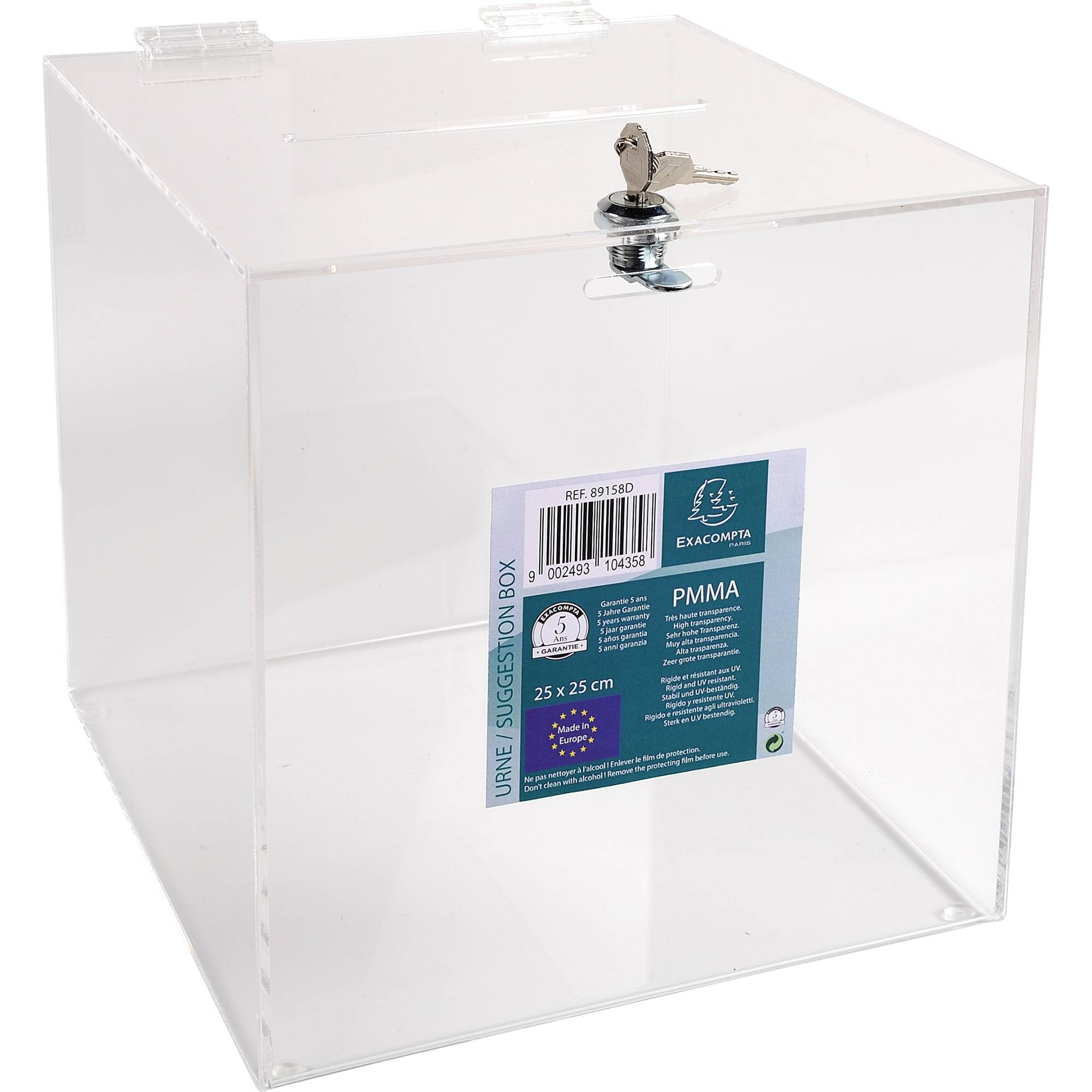 Einwurfbox 25x25x25cm abschließbar glasklar
