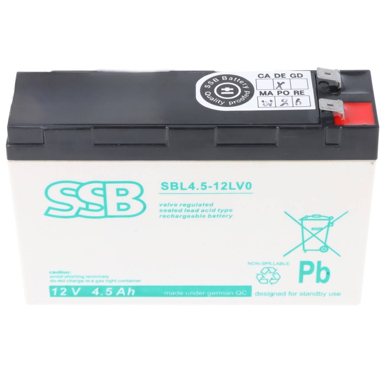 SSB12-4.5 Pb 12V 4.5Ah Bleiakku, als Ersatz für Panasonic UP-RW1220P1, UP-VW1220P1, ohne VdS Zuslassung-2