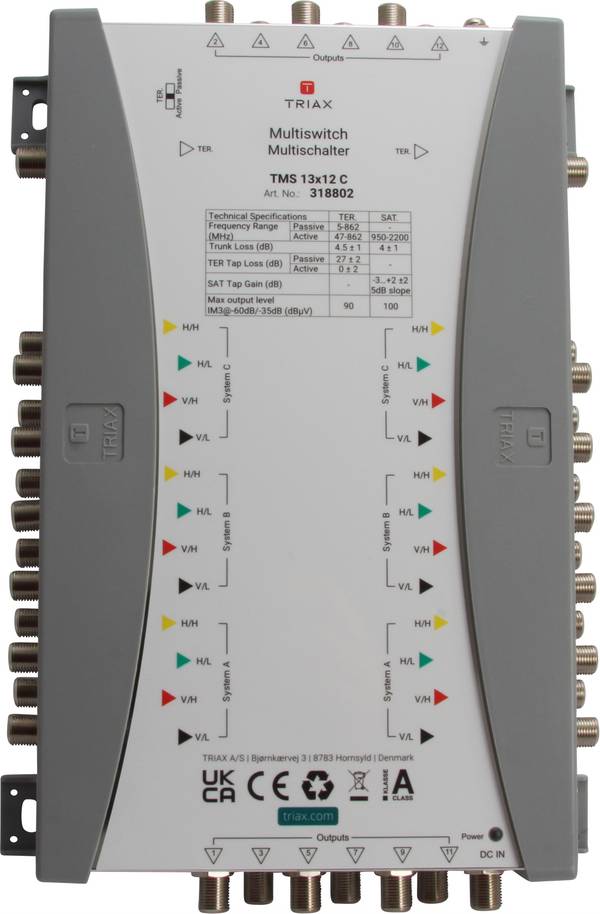TMS 13x12 C Kaskaden Multischalter o.NT 12SAT+1terr. Eing. 12fach