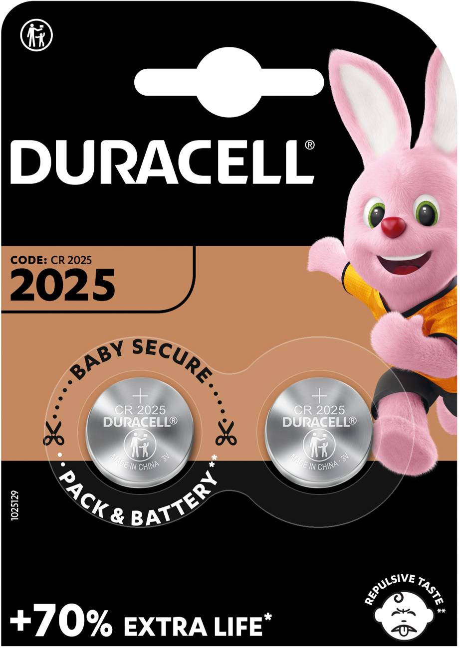Hückmann Knopfzelle Lithium 3V CR2025 Duracell D2025-B2 (Bli.2)-0