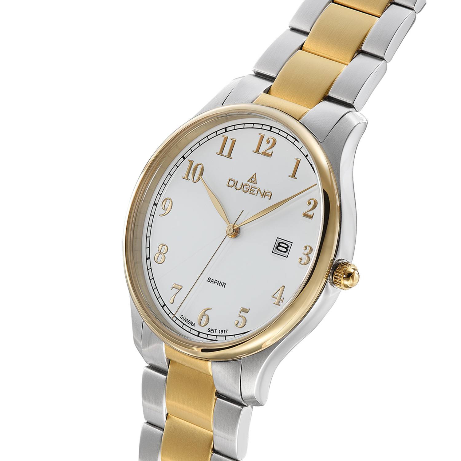 Dugena Herrenuhr Hamburg, Quarzwerk, Edelstahl, Saphirglas, Drückerfaltschließe-1