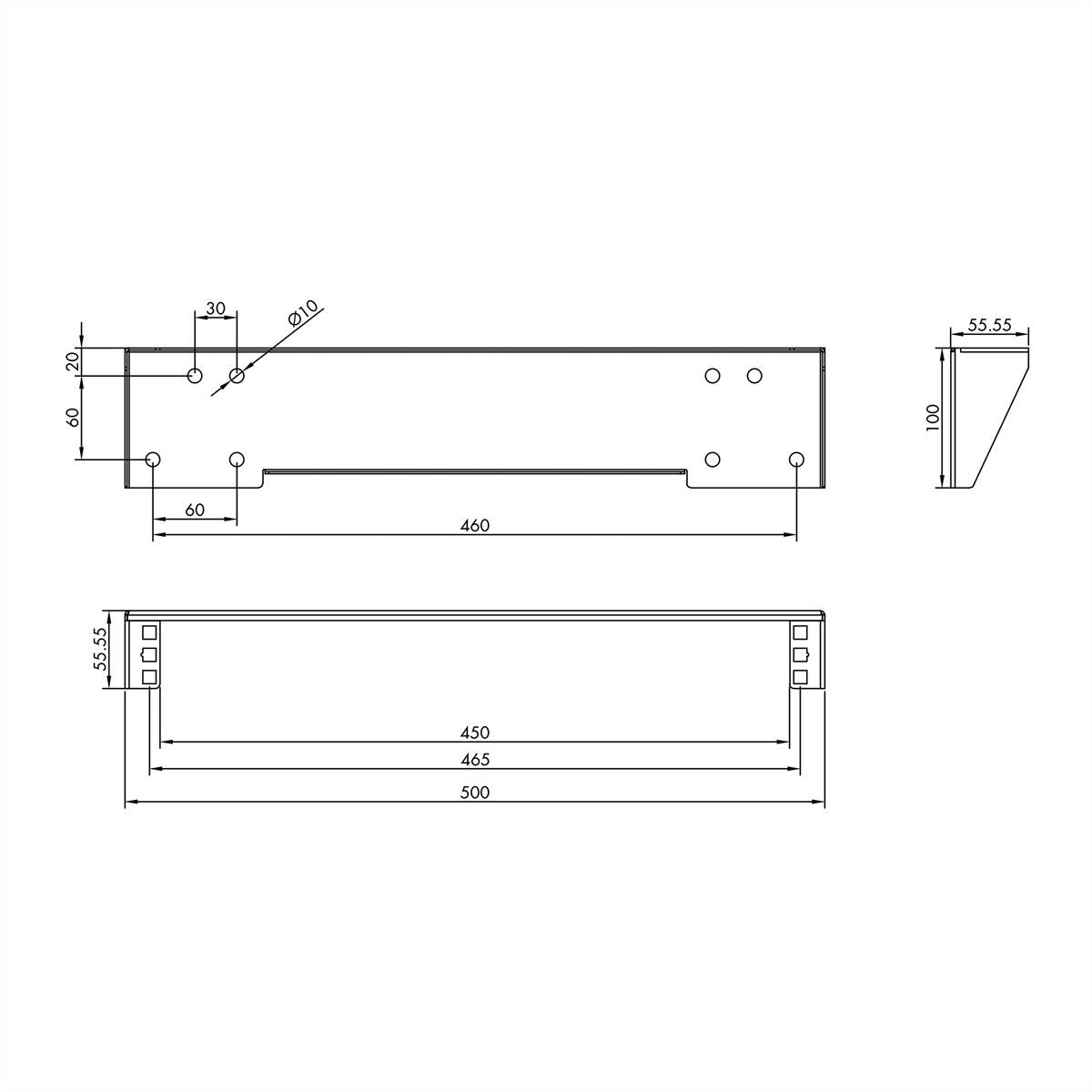 VALUE 19-Zoll-Wand-/Untertischhalterung, 1 HE, schwarz-1