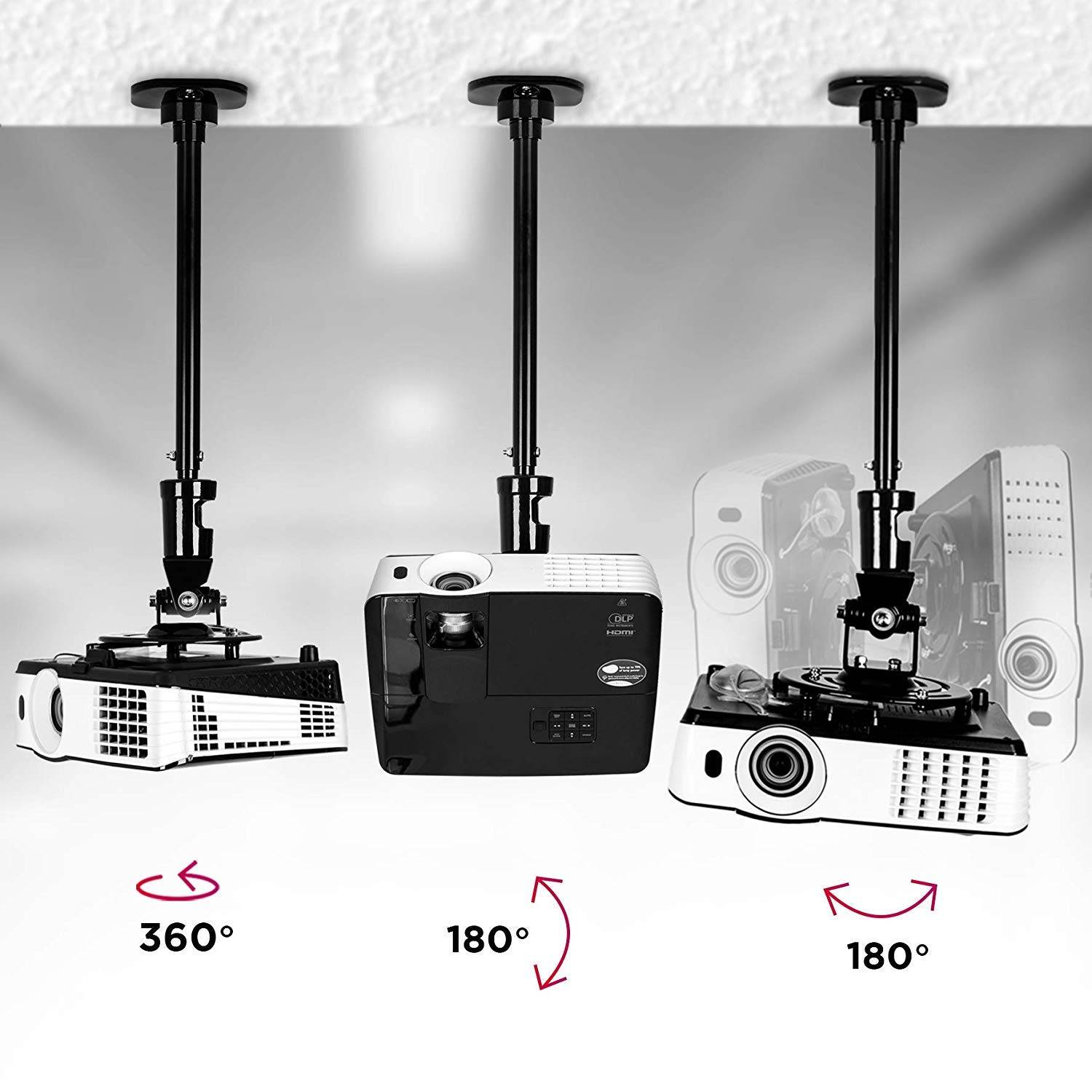 Duronic PB02XL Beamer Halterung | Projektor Halterung | Universal Deckenhalterung | Traglast bis zu 10 kg-2