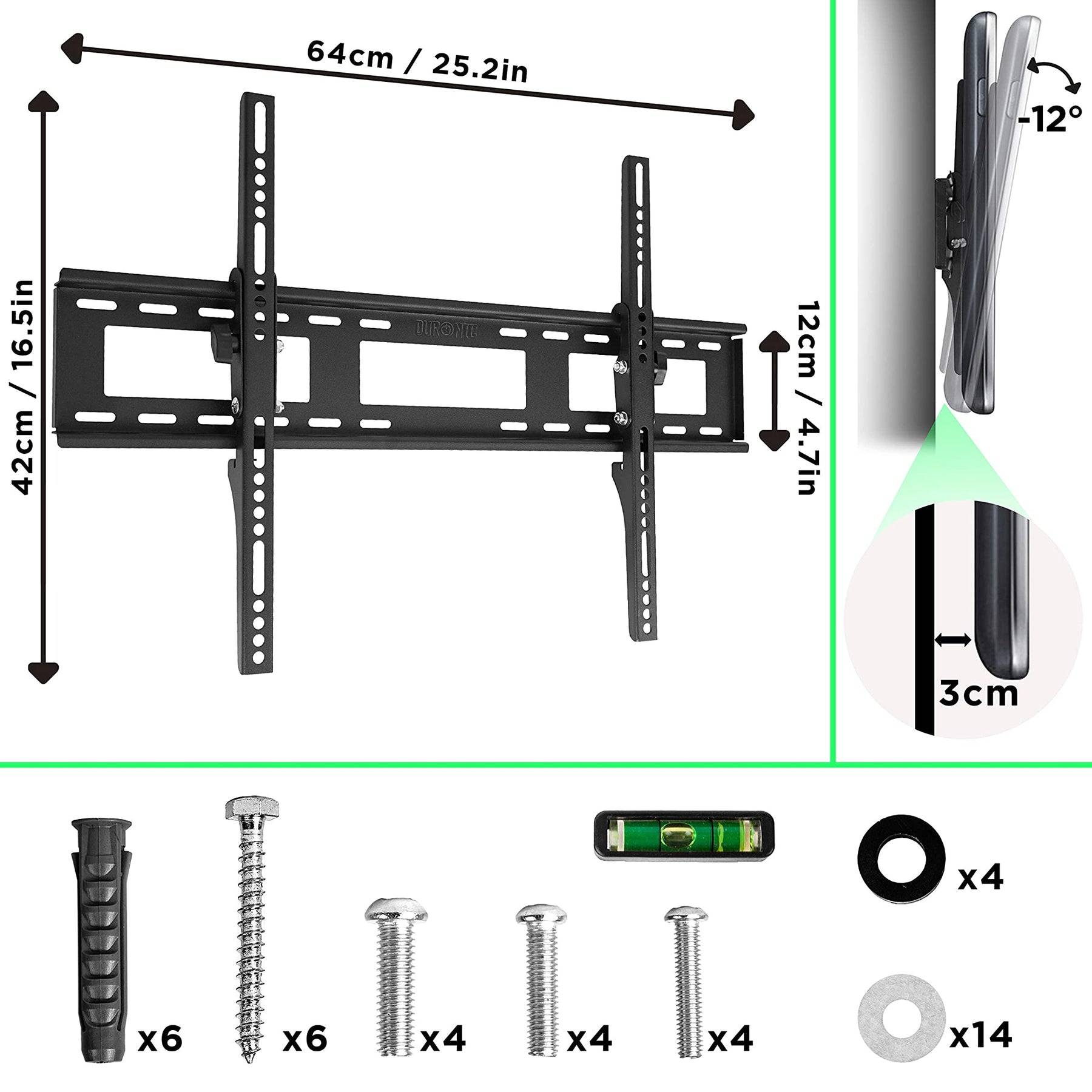 Duronic TVB123M Universal TV Wandhalterung | Halterung bis 60 Zoll Fernseher | Belastbarkeit bis 40 kg-2