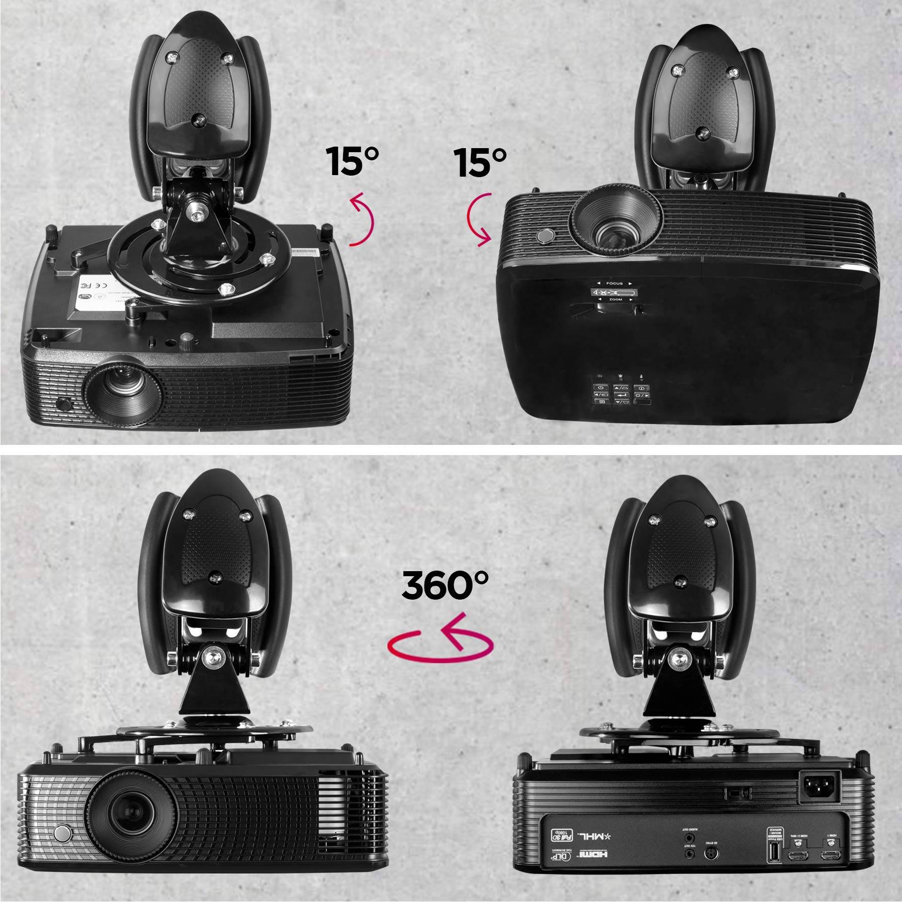 Duronic PB10XM Beamer Halterung | Projektor Halterung | Universal Wandhalterung | Traglast bis zu 15 kg-3