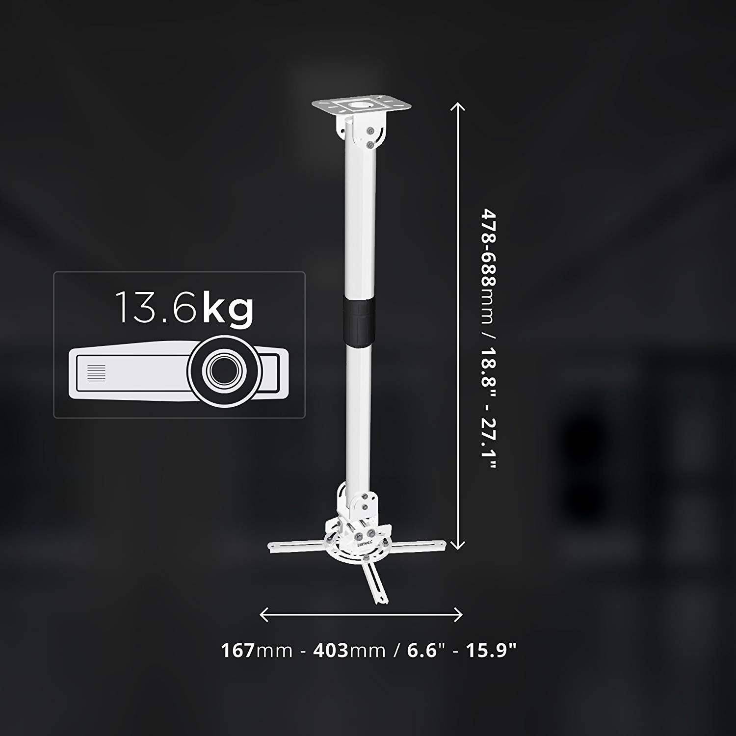 Duronic PB06XL Beamer Halterung | Projektor Halterung | Universal Deckenhalterung | Traglast bis zu 13,5 kg-2