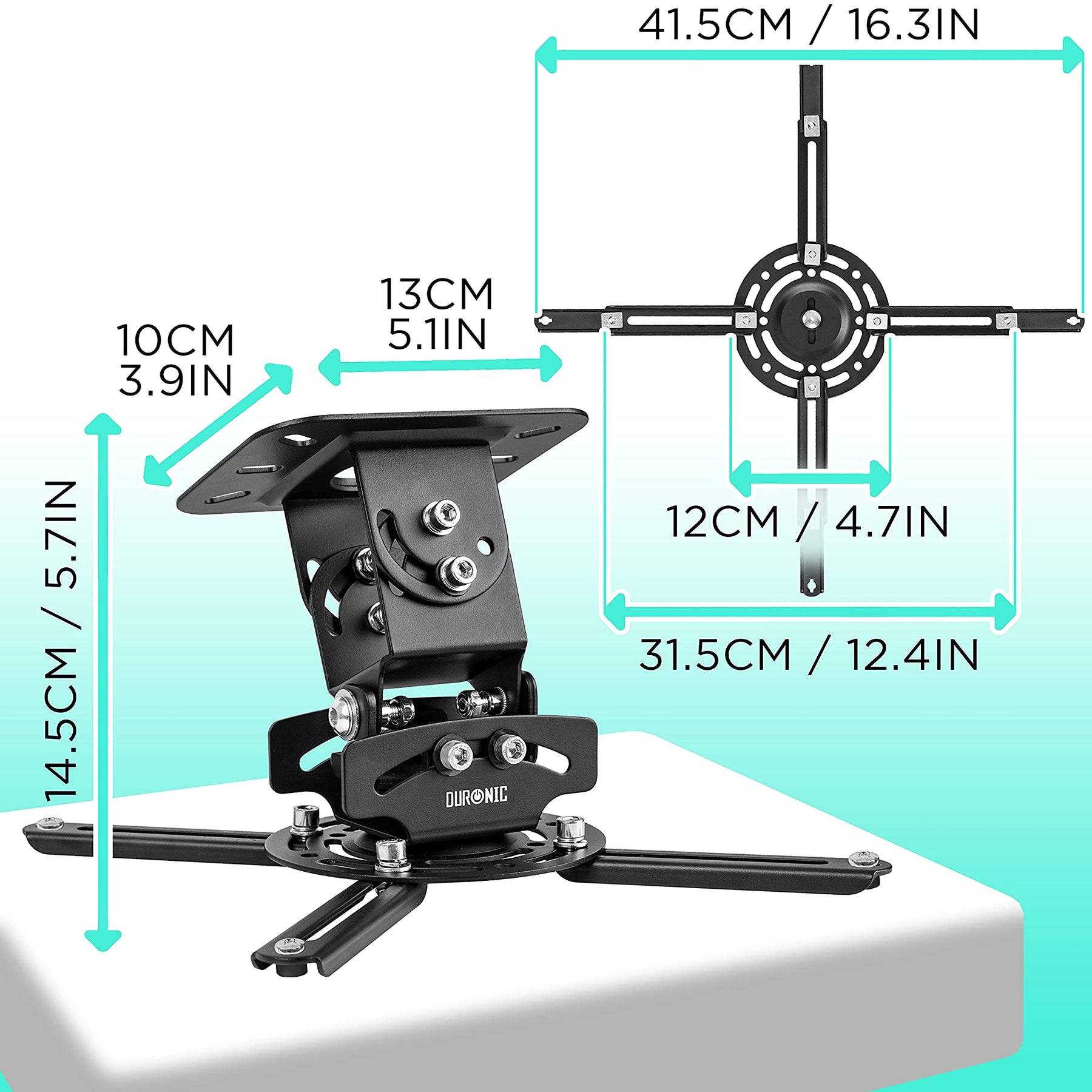 Duronic PB03XB Beamer Halterung | Projektor Halterung | Universal Deckenhalterung | Traglast bis zu 13,5 kg-1