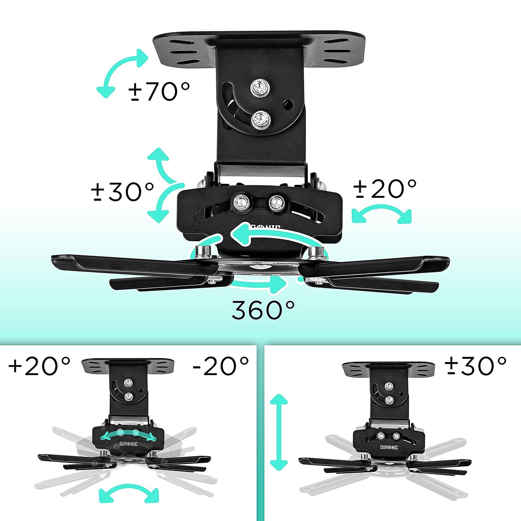 Duronic PB03XB Beamer Halterung | Projektor Halterung | Universal Deckenhalterung | Traglast bis zu 13,5 kg-2