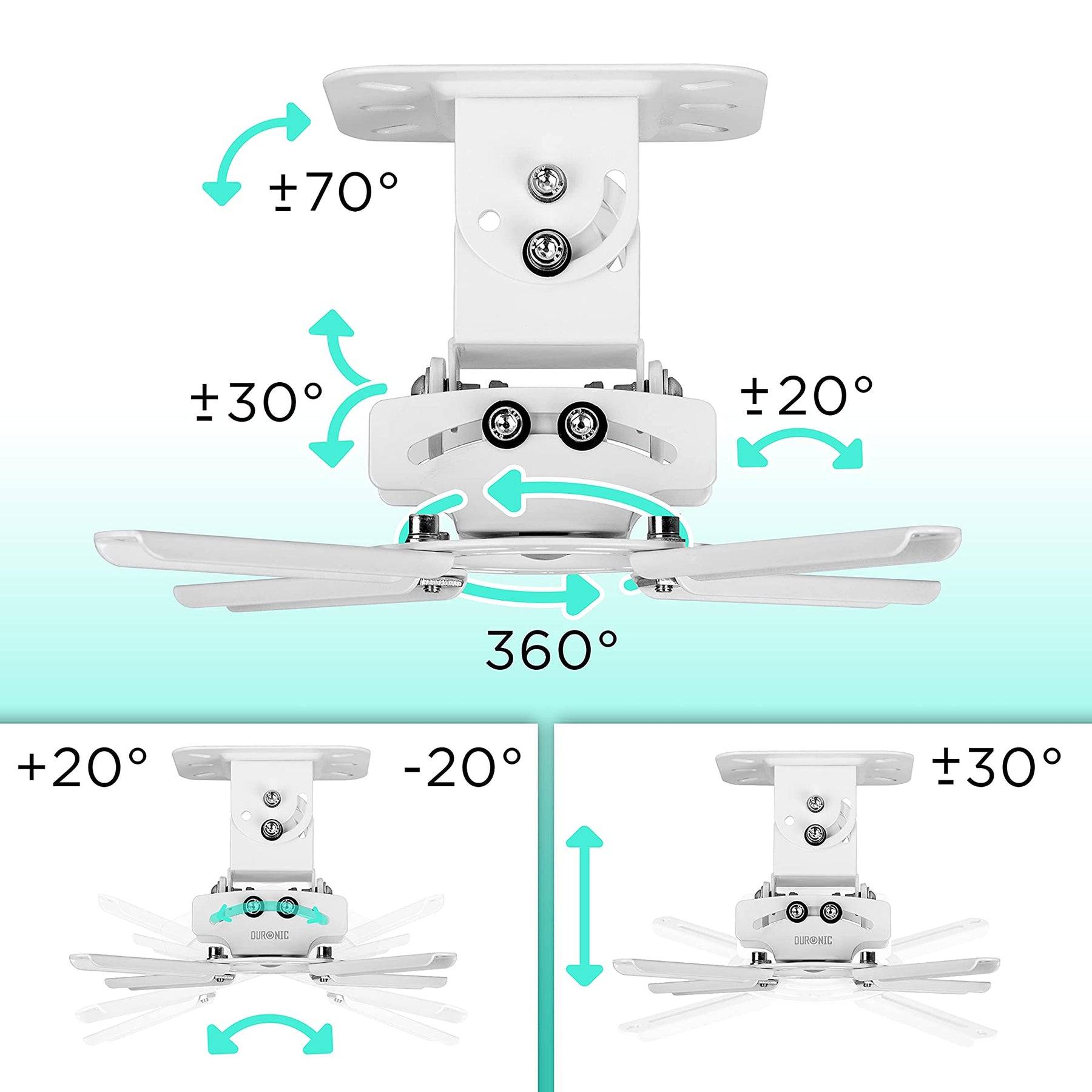 Duronic PB05XB Beamer Halterung | Projektor Halterung | Universal Deckenhalterung | Traglast bis zu 13,5 kg-2