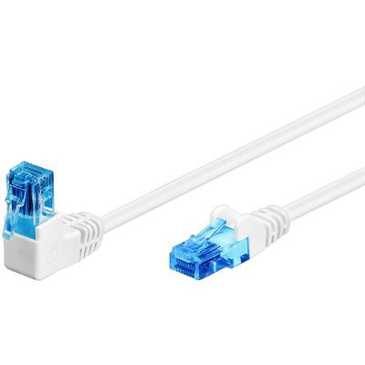 Goobay 51539 CAT 6A Netzwerkkabel UUTP / RJ45 Stecker 90 Grad gewinkelt / Kupfer Ethernet Kabel halogenfrei / Weiß / 5m