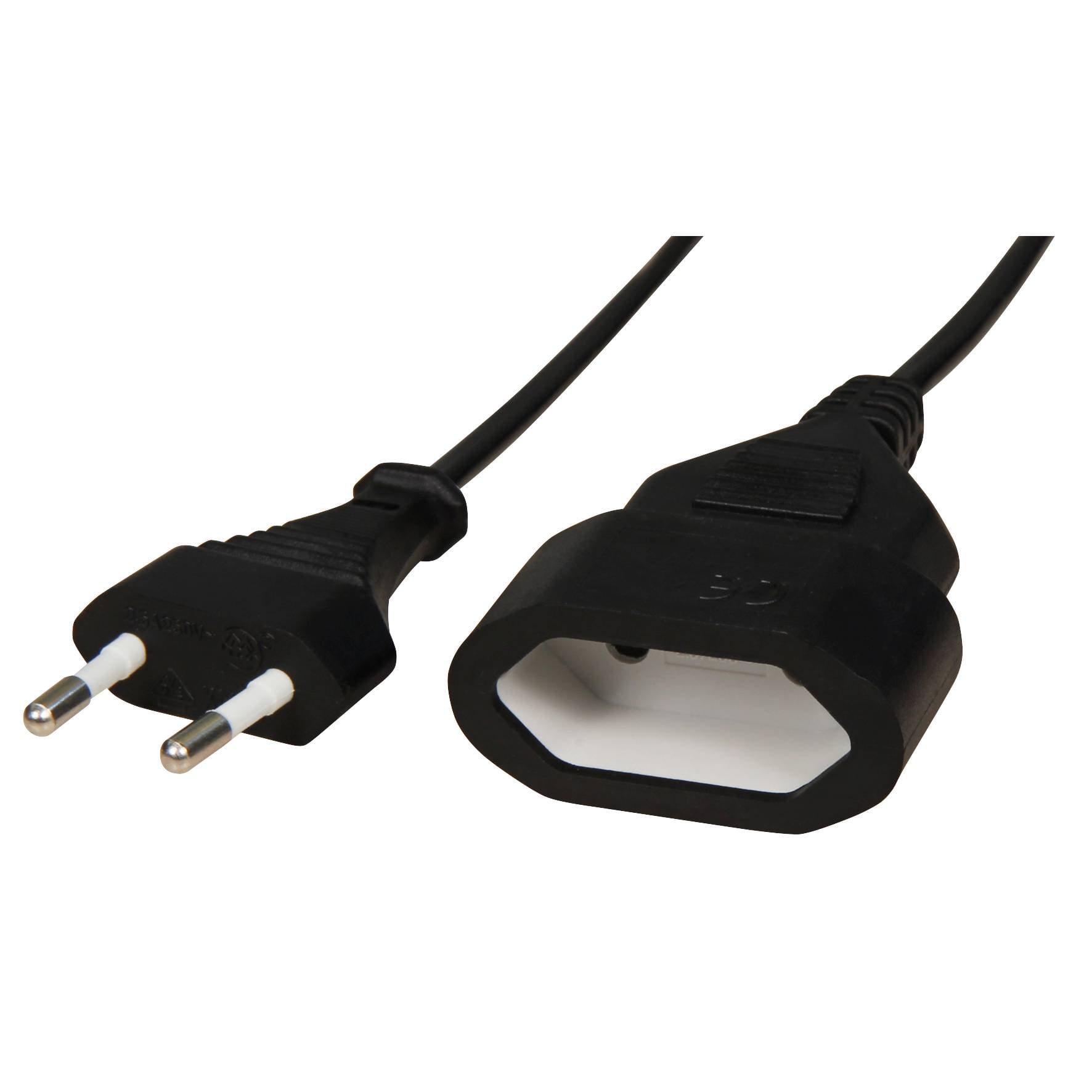 Verlängerungskabel McPower, 2m, Eurostecker auf Eurokupplung, schwarz-0