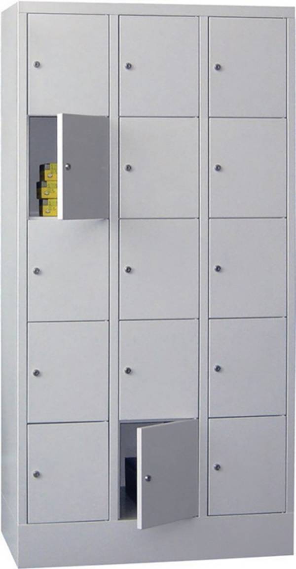 Fächerschrank H1850xB900xT500mm Anz.Fächer 3x5 RAL 7035 RAL 7035 PAVOY