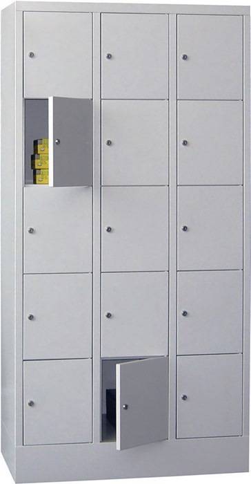 Fächerschrank H1850xB900xT500mm Anz.Fächer 3x5 RAL 7035 RAL 7035 PAVOY-0