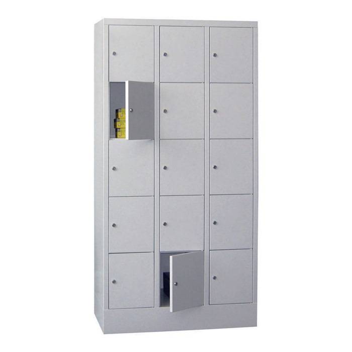 Fächerschrank H1850xB900xT500mm Anz.Fächer 3x5 RAL 7035 RAL 7035 PAVOY-1