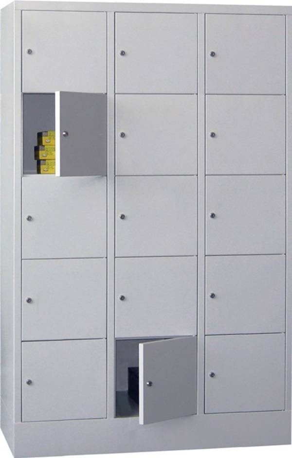 Fächerschrank H1850xB1200xT500mm Anz.Fächer 3x5 RAL 7035 RAL 7035 PAVOY